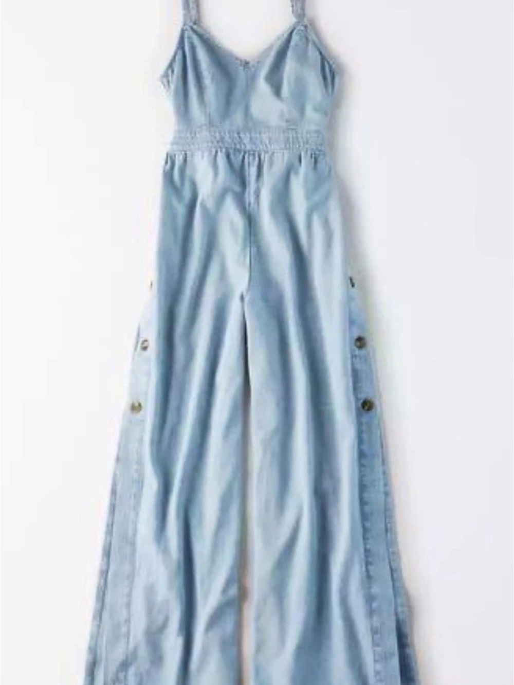 American Eagle Denim Wide Leg Jumpsuit in Blue Size Small